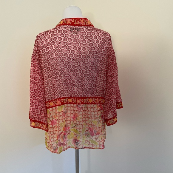 Coldwater Creek Red and Pink Floral Kimono Jacket - Picture 5 of 6